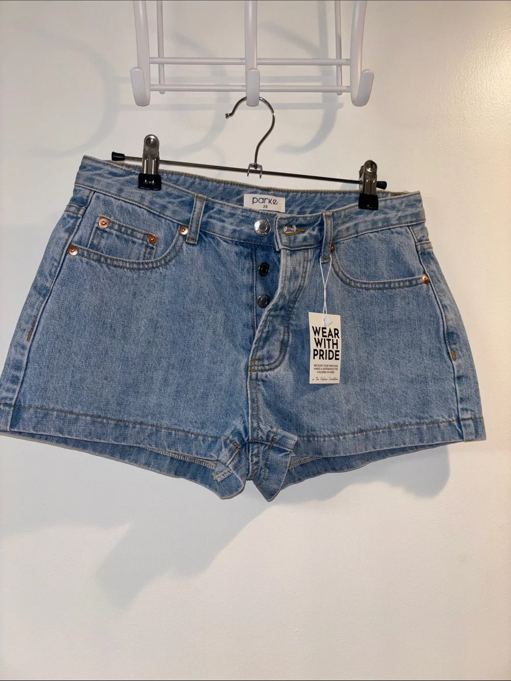 Parke NWT button fly Blue Denim jeans High-Rise Women’s Shorts